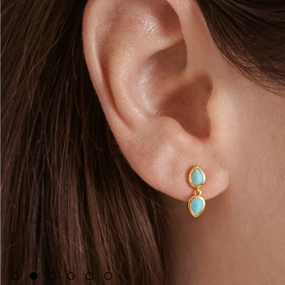 Monica Vinader double turquoise teardrops earings - Picture 6 of 7